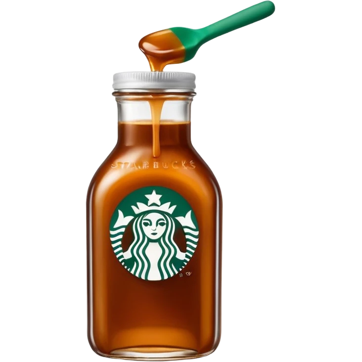 Starbucks Caramel Brûlée sauce in a Starbucks syrup bottle with Starbucks logo  emoji