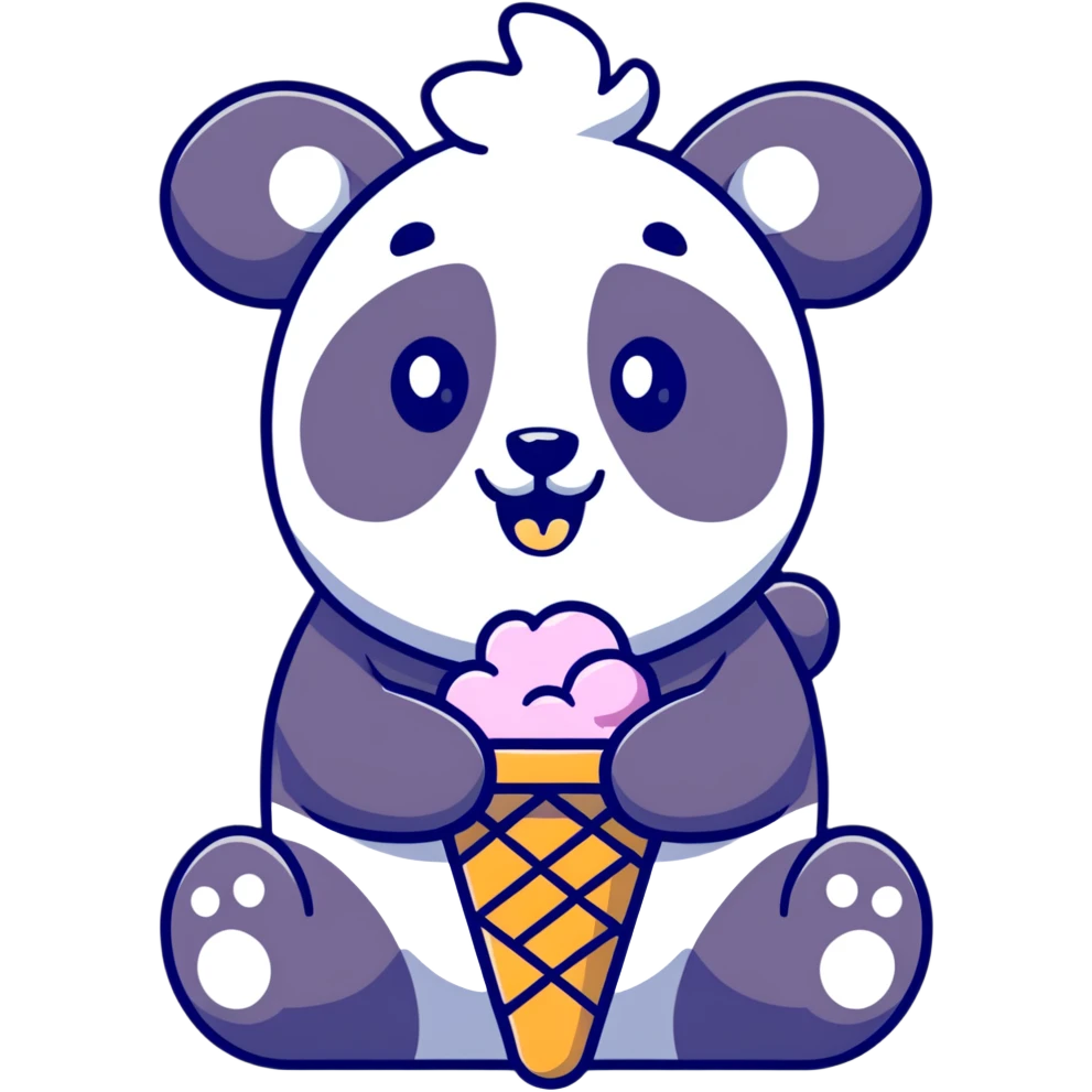 Panda eating ice cream emoji