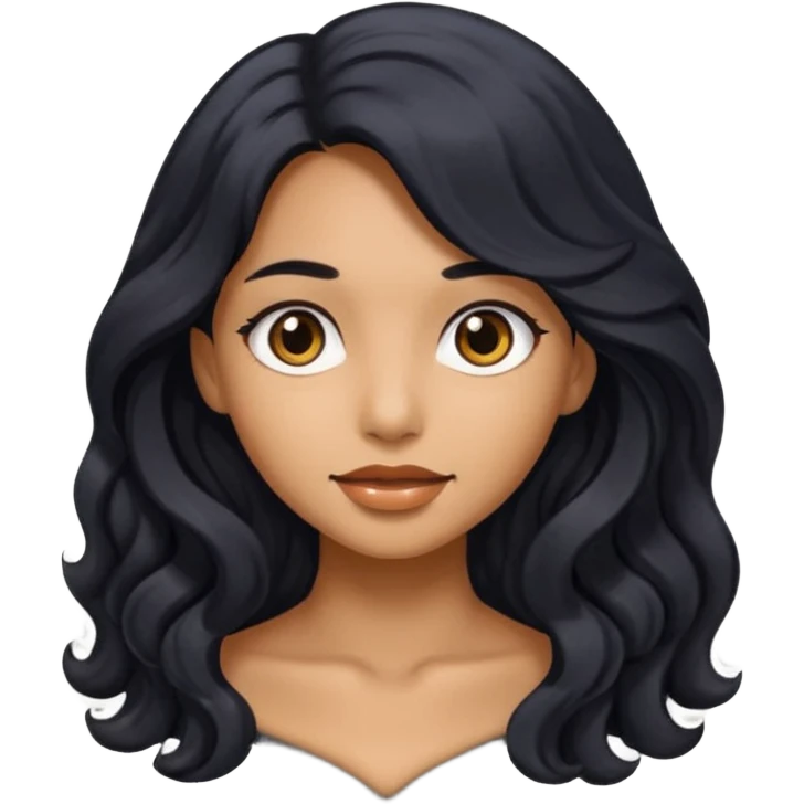 tan skin girl with long wavy black hair emoji