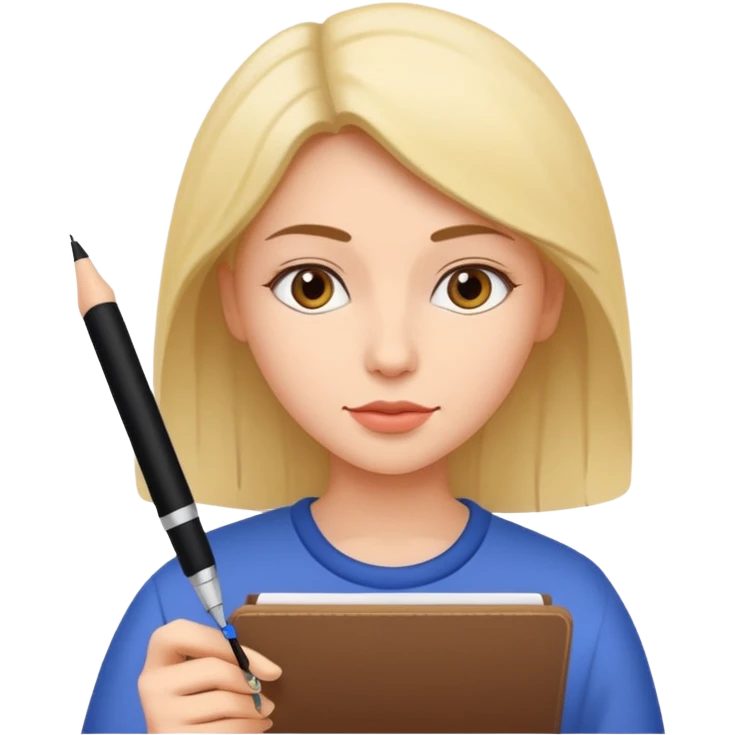 Woman writing with a pen on paper emoji