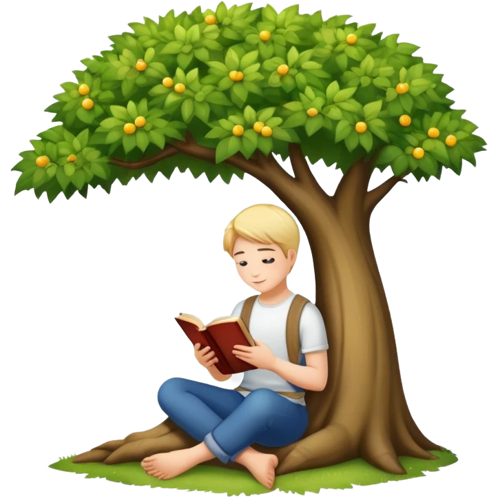 person reading a book under a tree emoji