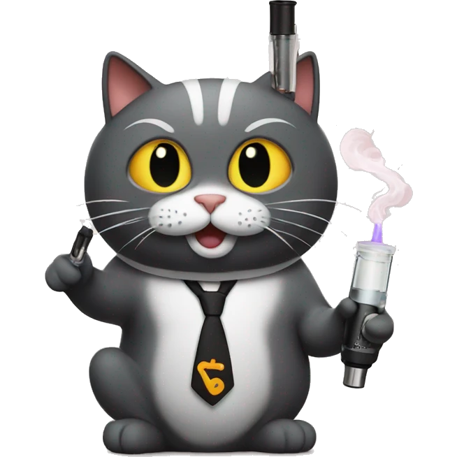 cat holding a vape emoji