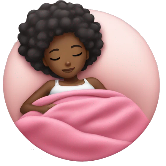 Black Girl sleeping with a pink blanket emoji