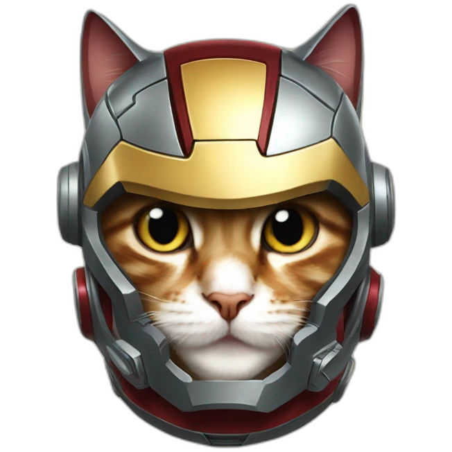 cat wearing an Iron Man helmet emoji
