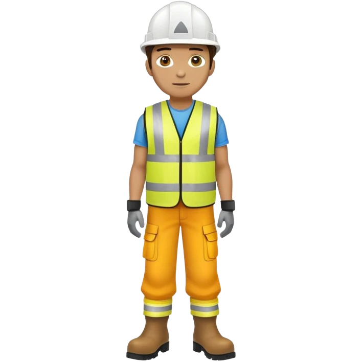 male with white helmet, yellow safety vest, steel toed boots emoji