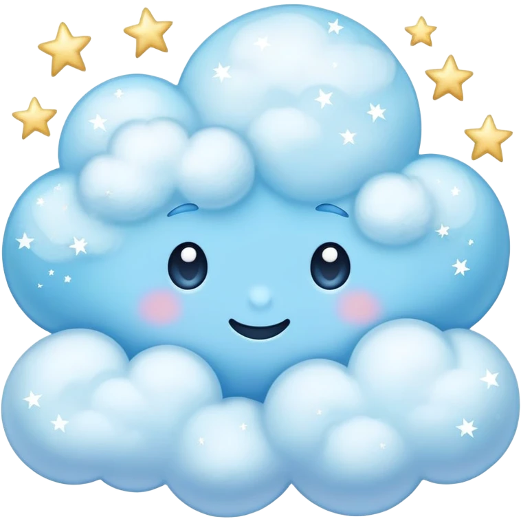 pastel blue cloud with sparkling stars emoji
