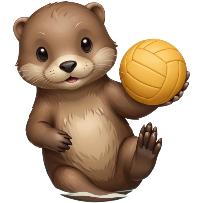 adorable otter floating on water holding a volleyball with both paws above water emoji