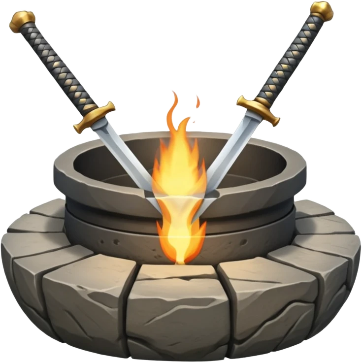 A Japanese stone forge with a sword emoji