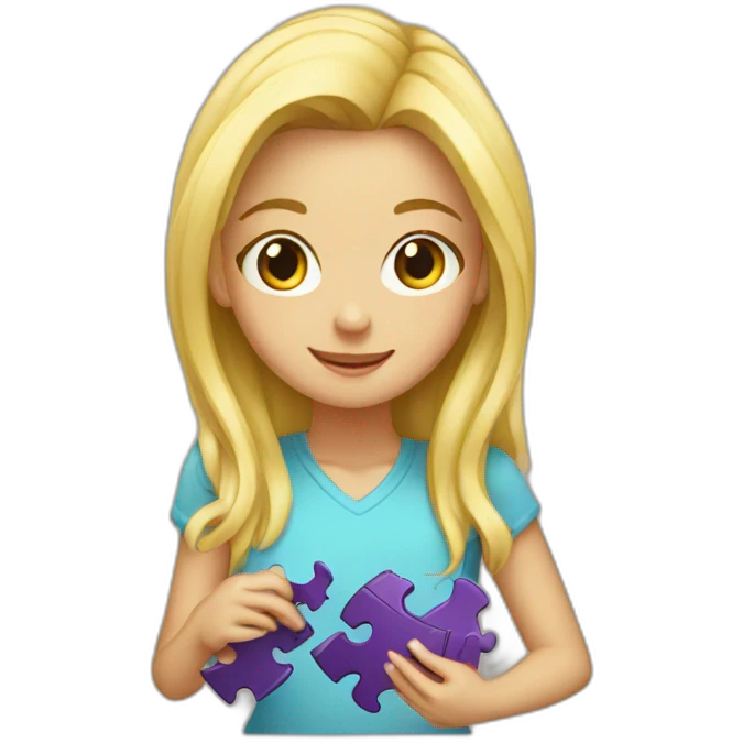Blonde girl making a puzzle emoji