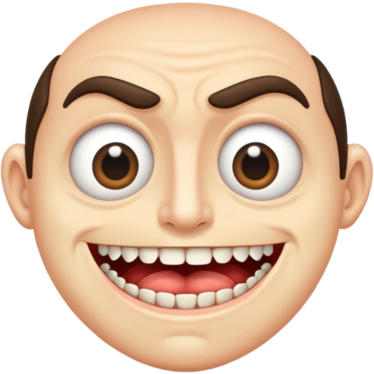 a man with extremely wide eyes and an impossibly large mouth full of countless teeth emoji