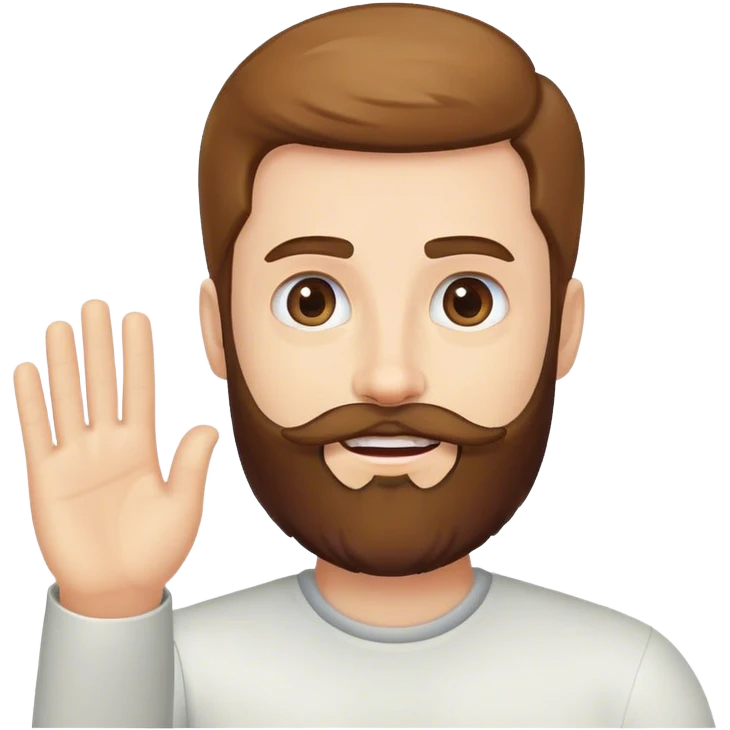 male portrait with beard waving emoji