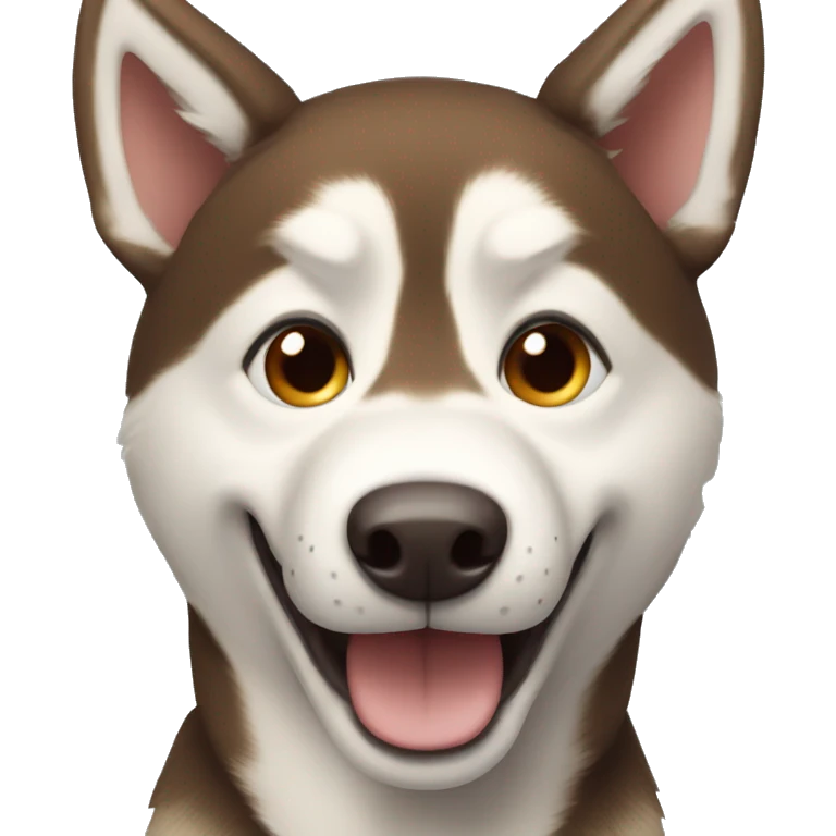 The brown husky is smiling emoji