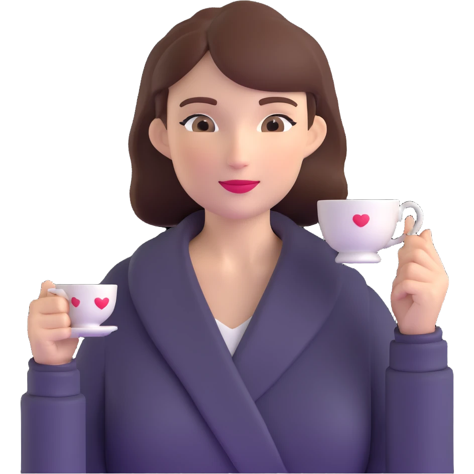 Sophisticated British woman holding teacup in one hand with perfect posture and refined gesture emoji