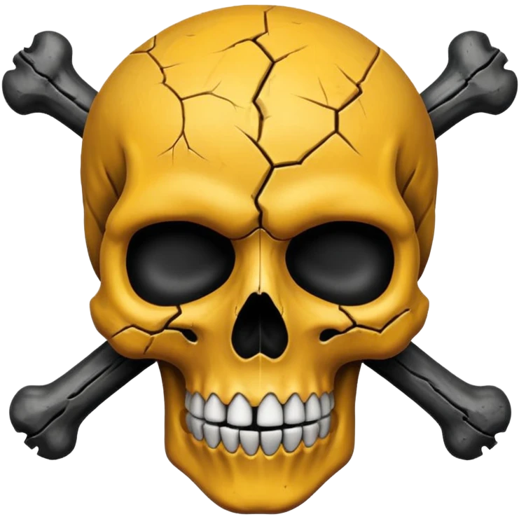caution skull, black color, X shape bones behind the skull emoji