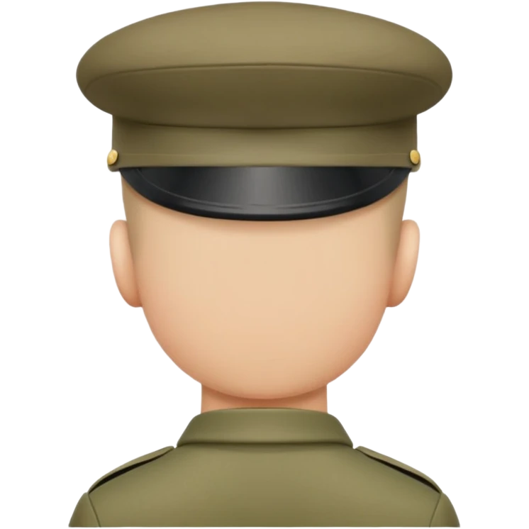 back view of soldier's head wearing a military cap or beret emoji