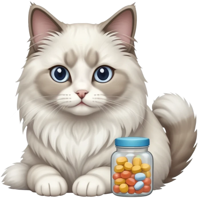 ragdoll cat selling pills to other cats emoji