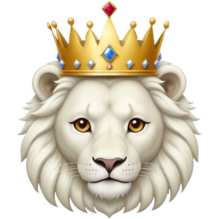 White lion wearing a royal crown emoji