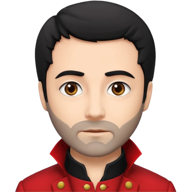 Jean Valjean From Les Miserables with light skin, gray eyes, Black Hair, red outfit emoji