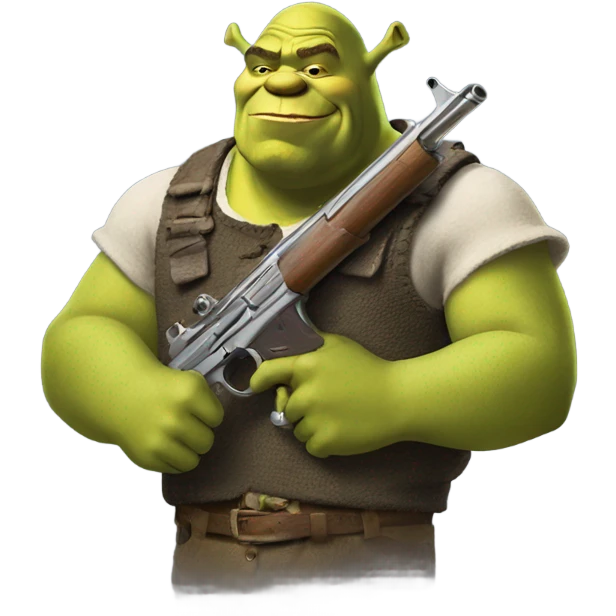 Shrek with gun emoji