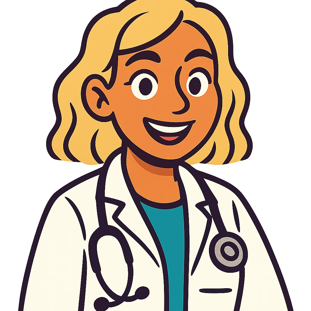 Latina doctor with light blonde hair, detailed and expressive emoji