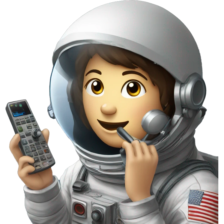 radioamateur avec talkie a la main et une antenne a la recherche de l'iss emoji