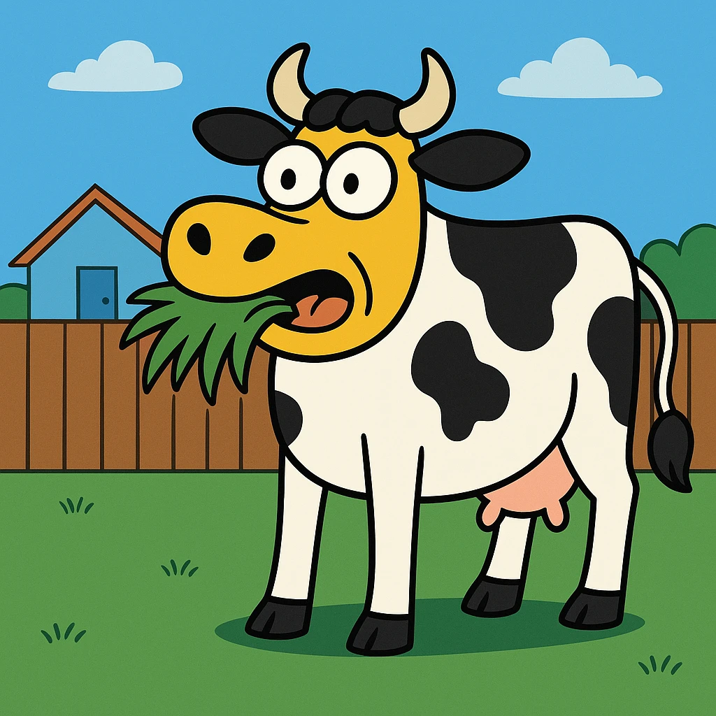 a cow masticating grass emoji
