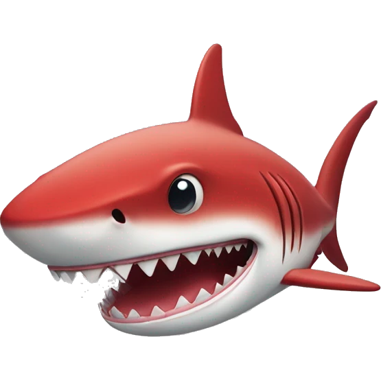 Red shark with big teeths  emoji