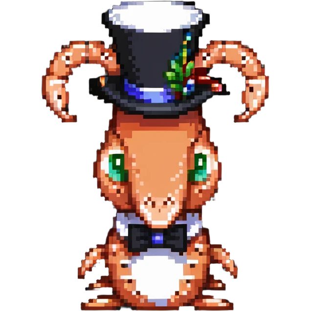 shrimp wearing a top hat emoji