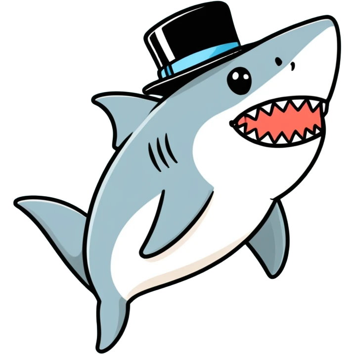Shark with a top hat emoji