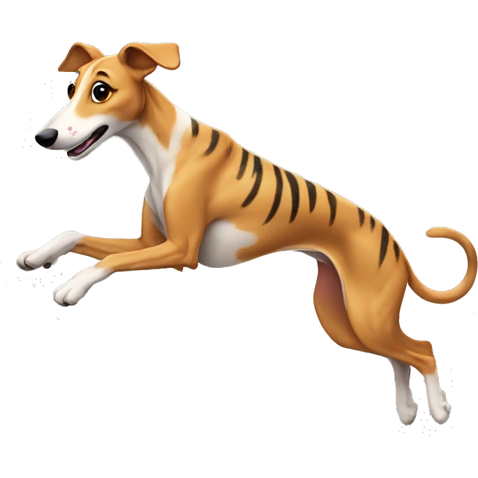 Fawn tiger greyhound jumping emoji