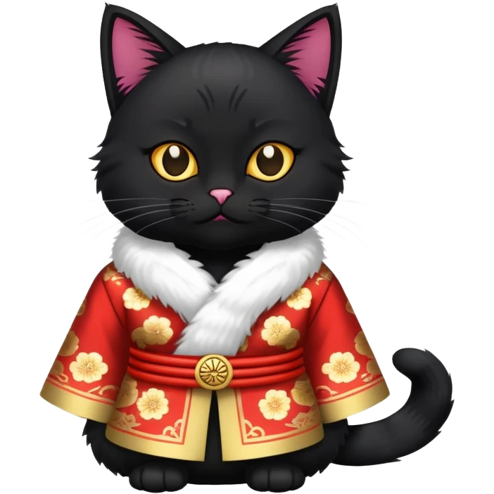 Black cat themed in Asian outfit emoji
