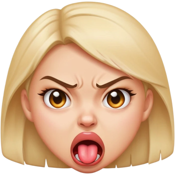 Angry girl face sticking out tongue emoji