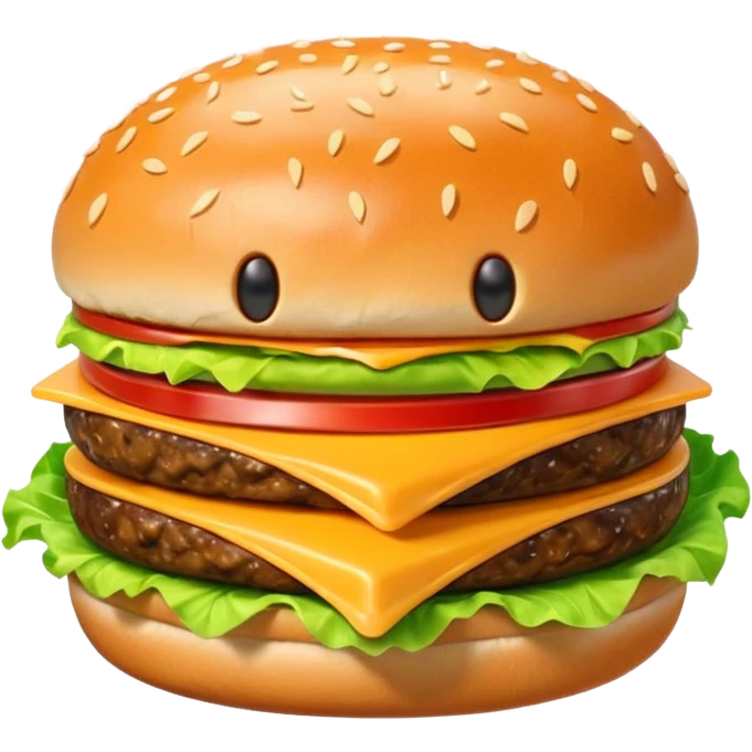 A cute 3D emoji-style letter “A” shaped like a burger, glossy finish, sesame bun forming the top and bottom, melted cheese, lettuce and patty integrated into the letter shape, smooth cartoon design, soft lighting, clean background, high-quality modern emoji look. emoji