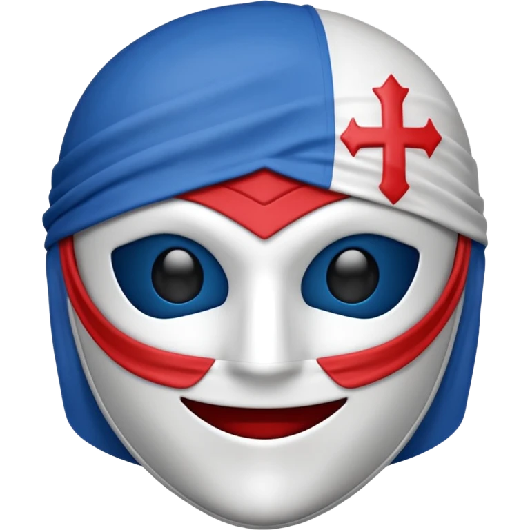 Make me an emoji to my school Holy cross davao college  representing this three colors ❤️💙🤍 make it like a crusader but fully mask on emoji