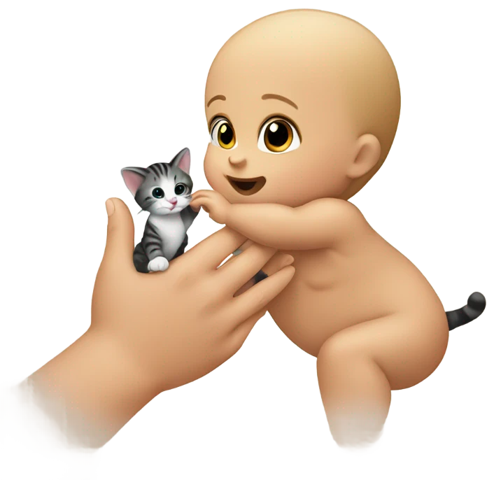 A baby that’s touching a ciao ￼ emoji