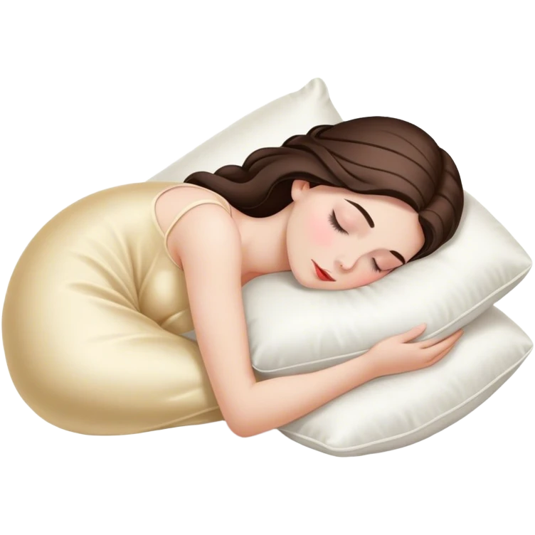 sleeping beauty brunette white girl with a silk pillow emoji