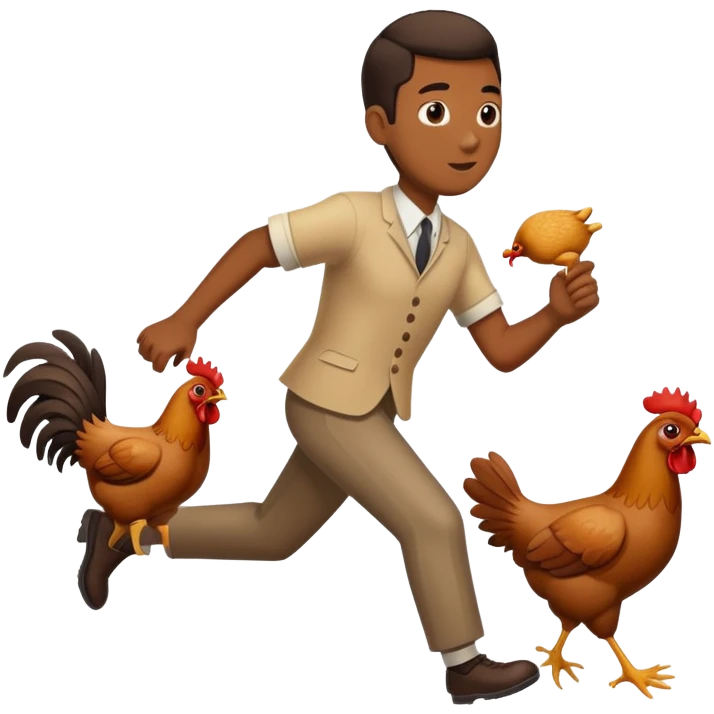 black person chasing chicken emoji