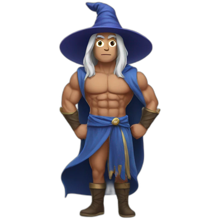 muscle-wizard-wearing-wizard-hat-and-robe emoji