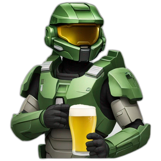 Master chief drinking beer emoji