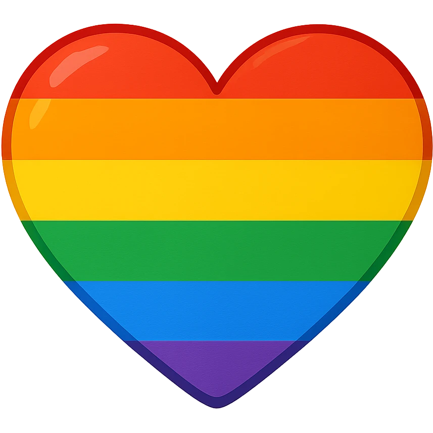 heart icon with rainbow stripes, digital illustration emoji
