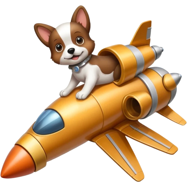 Puppy on top of a rocket ship emoji