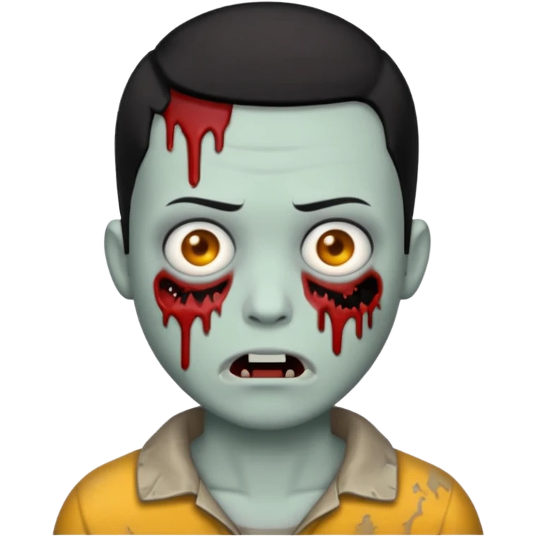 zombie emoji with buzz cut black hair and  emoji