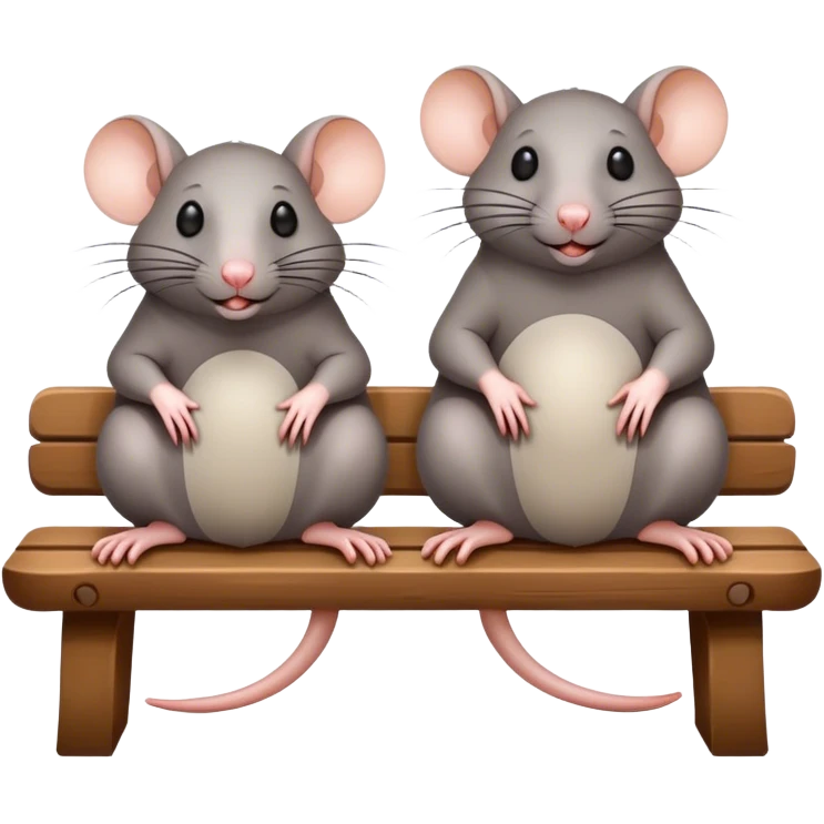 two rats sitting on a bench  emoji