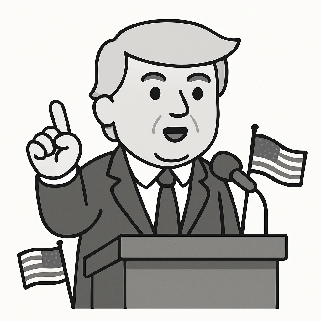 Donald Trump speaking at a rally emoji