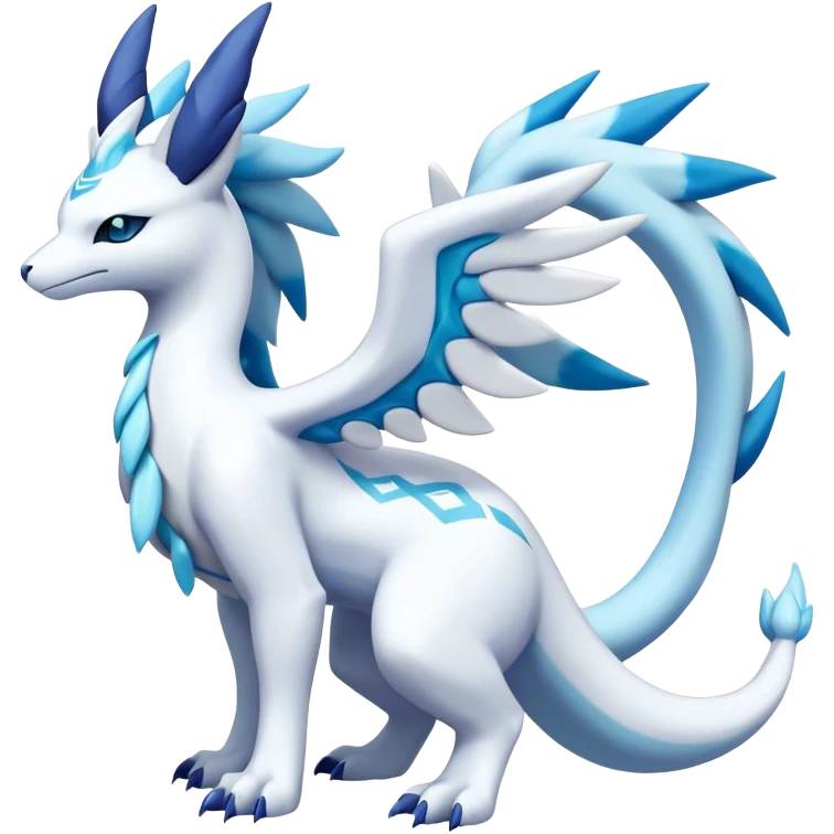 lugia-reshiram-suicune-Glaceon-hybrid, full body emoji