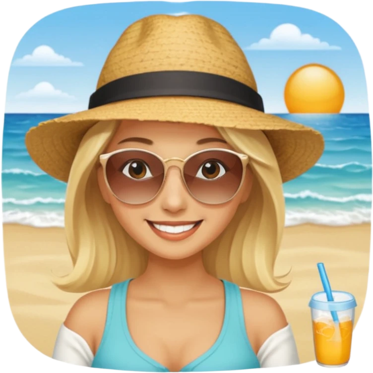 Blonde woman on the beach emoji