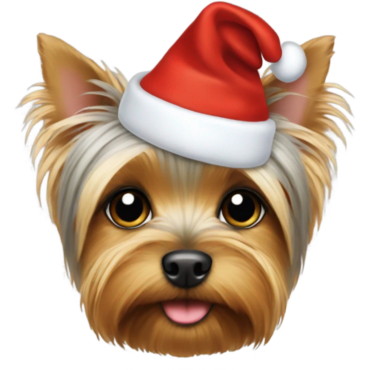 Yorkshire terrier Christmas hat  emoji