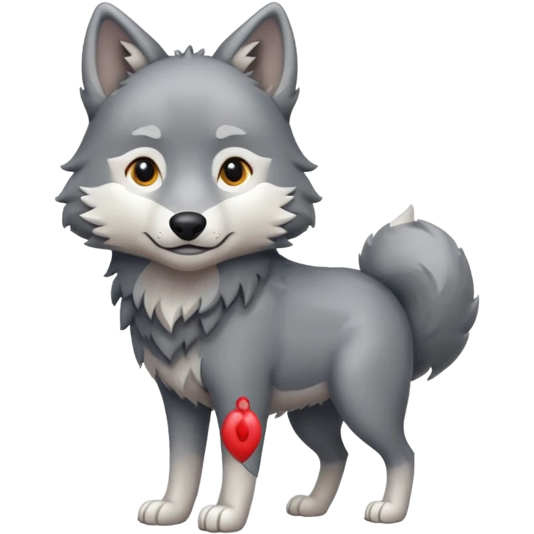 Create a single emoji of a Wolf in full body, shown at a slight side angle in a natural, characteristic pose. Cute and stylized like an emoji, but clearly recognizable.
 emoji