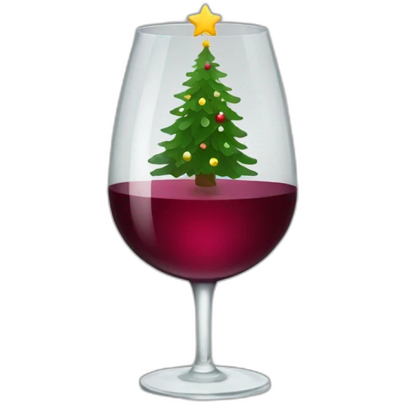 Glass of wine with christmas tree  emoji