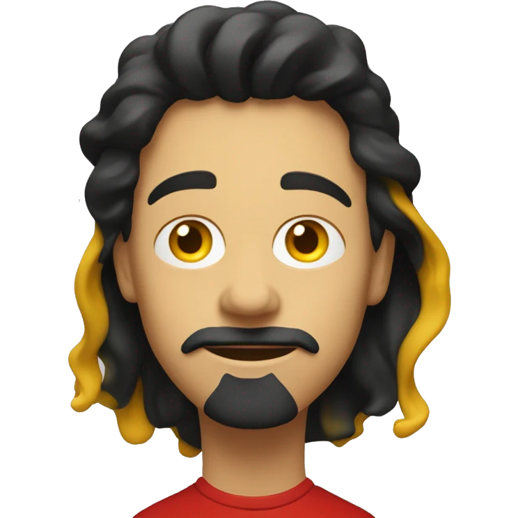 A wavy black and red rectangle with a medium sized yellow circle in the middle emoji